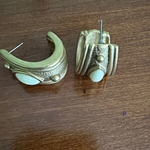 Gold and Cream Women's Earrings